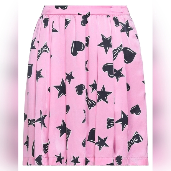 Moschino Couture Pink Pleated Skirt w/ Hearts, Stars & Bows – US 6 - NWOT - Picture 3 of 8